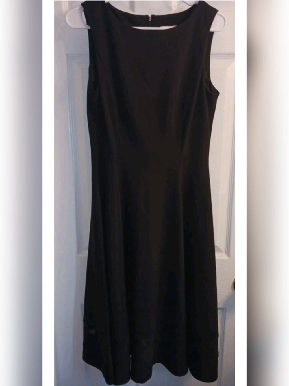 Calvin Klein Black Sleeveless Fit & Flare Black Dress with Mesh Panels Size 8
